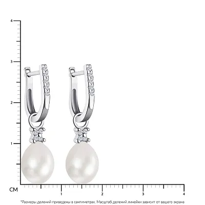 Срібні сережки-трансформери з перлами  (арт. 7502/4019жб)