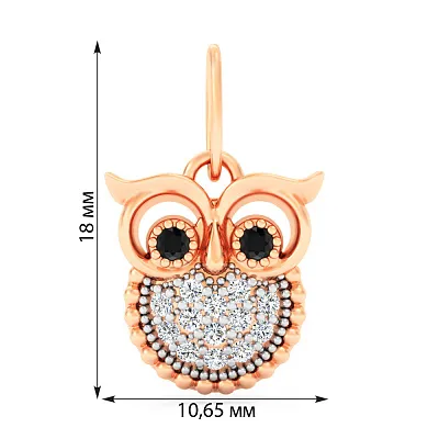 Золотий кулон Сова з фіанітами  (арт. 440977)