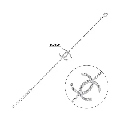 Тонкий браслет зі срібла з фіанітами  (арт. 7509/3365)