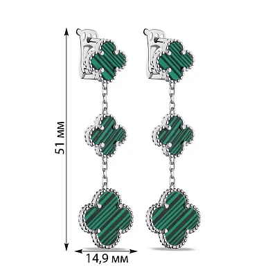 Сережки зі срібла з малахітом (арт. 7502/9240млх)