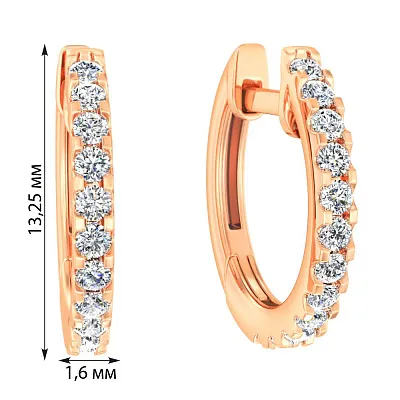 Золоті сережки-кільця з діамантами  (арт. С011362030)