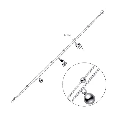 Серебряный браслет с подвесками и фианитами (арт. 7509/1288)