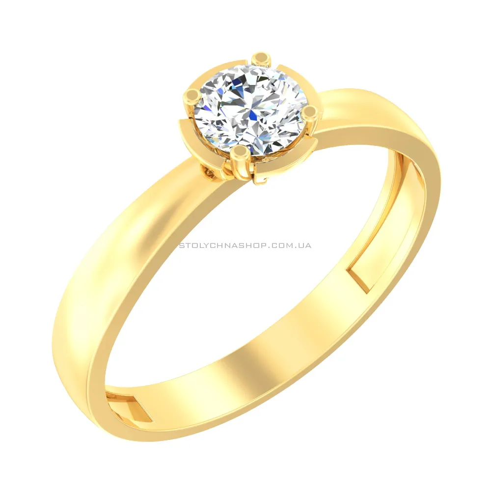 Кольцо золотое помолвочное с фианитом (арт. 142200ж) - цена