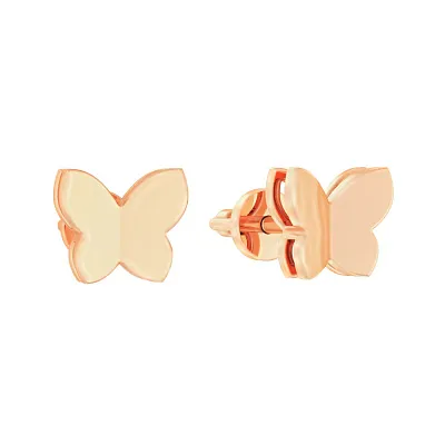 Золотые серьги пусеты «Бабочки»  (арт. 111059)