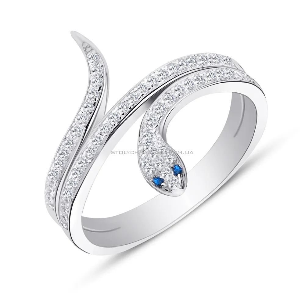 Серебряное кольцо «Змея» с фианитами (арт. 7501/4462цс) - цена