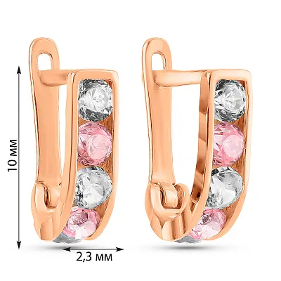 Сережки дитячі з червоного золота з фіанітами (арт. 109516р)