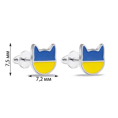 Срібні сережки-пусети Кіт (арт. 7518/796егжсю)