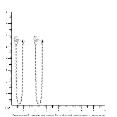 Сережки-пусети зі срібла з ланцюжками  (арт. 7518/6342)
