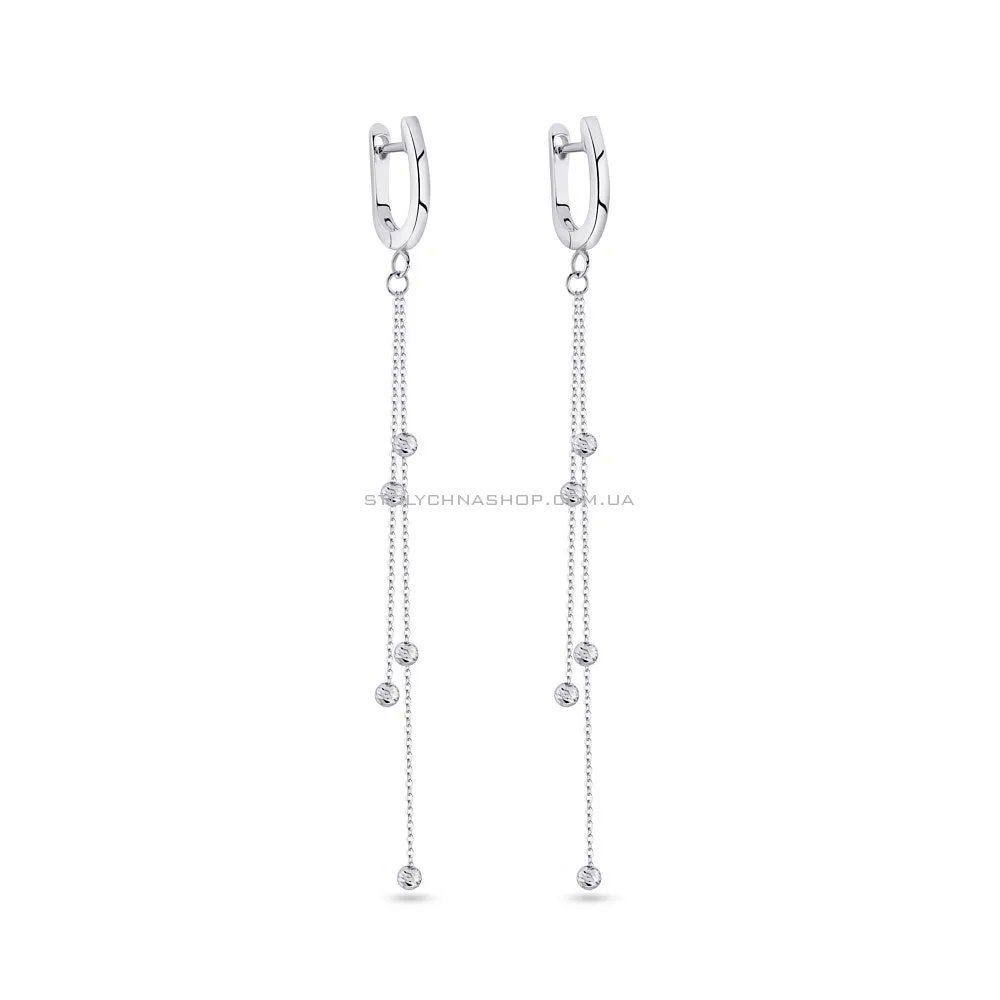 Длинные серьги-подвески Trendy Style из серебра с шариками  (арт. 7502/4668)