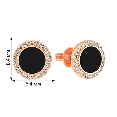 Золоті сережки Лýна з діамантами і емаллю  (арт. Т011503015еч)