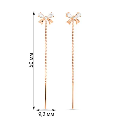 Золоті сережки-протяжки Бантики (арт. 111321)