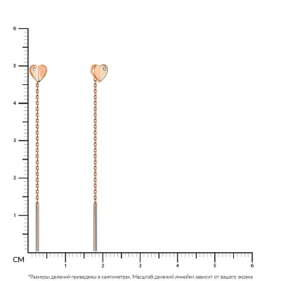 Золотые серьги-протяжки с фианитами (арт. 108578)
