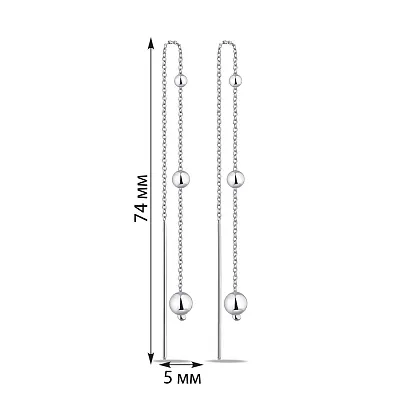 Срібні сережки-протяжки без каменів (арт. 7502/9188)