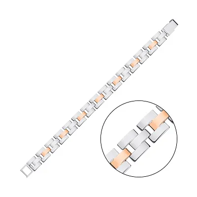 Широкий браслет зі срібла з золотими накладками для чоловіків  (арт. 7209/444/1брю)