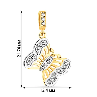 Золотая подвеска «Бабочка» с фианитами (арт. 421934ж)