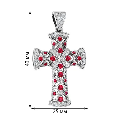 Золотая подвеска-крестик с рубином и бриллиантами (арт. П011013бр)