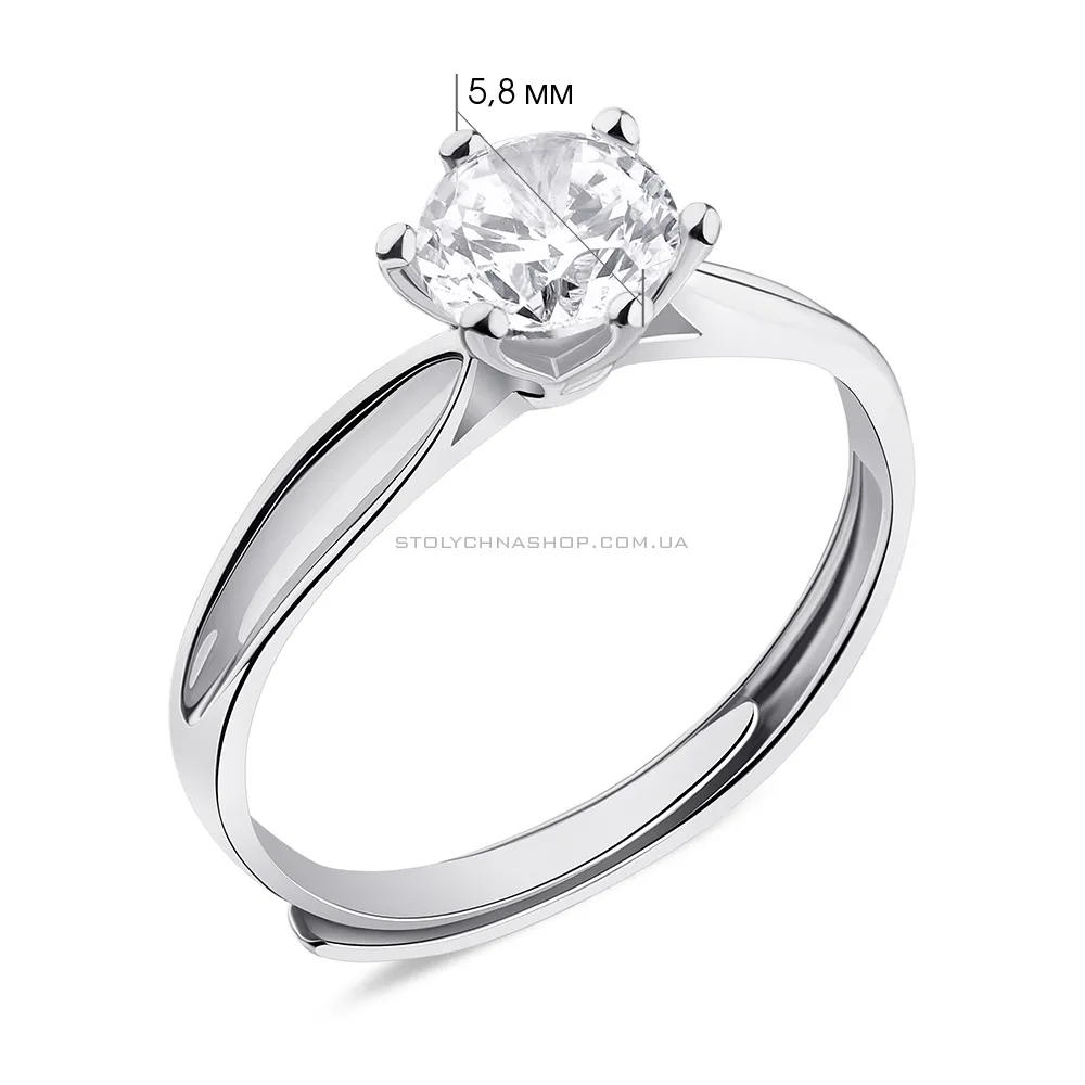 Безразмерное кольцо из серебра с фианитом (арт. 7501/6239) - 2 - цена