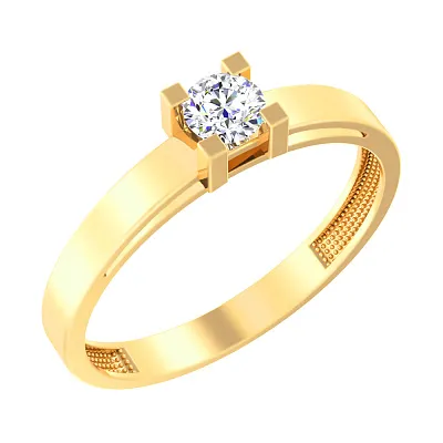 Помолвочное кольцо из желтого золота с фианитом (арт. 140755ж)