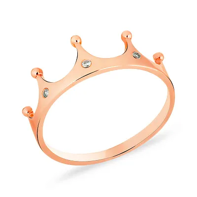 Золотое кольцо «Корона» с фианитами (арт. 140708)