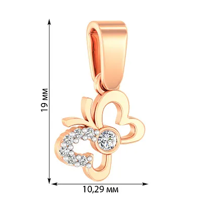 Золотая подвеска «Бабочка» с фианитами (арт. 440490)