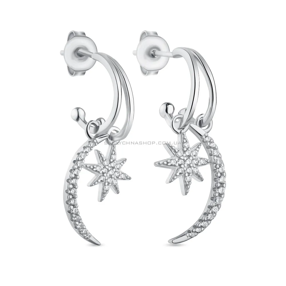 Срібні сережки "Місяць і зірка" з фіанітами (арт. 7518/6329) - цена