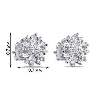 Срібні сережки з фіанітами різної форми  (арт. 7518/6188)