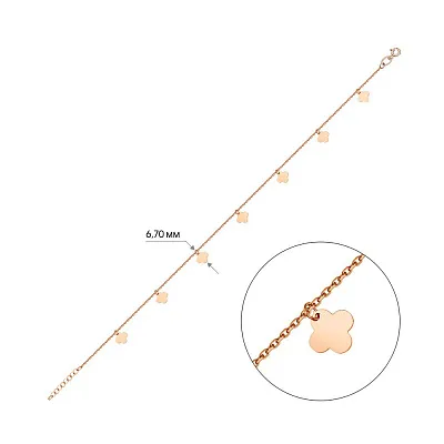 Браслет на ногу из красного золота с подвесками (арт. 325264н)