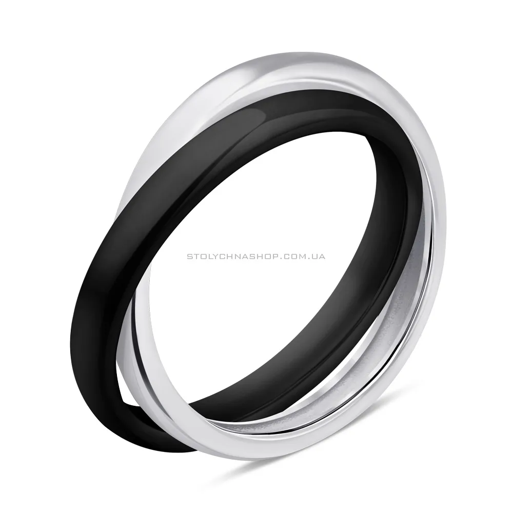Кольцо из керамики и серебра (арт. 7501/К2К/4052-18) - цена