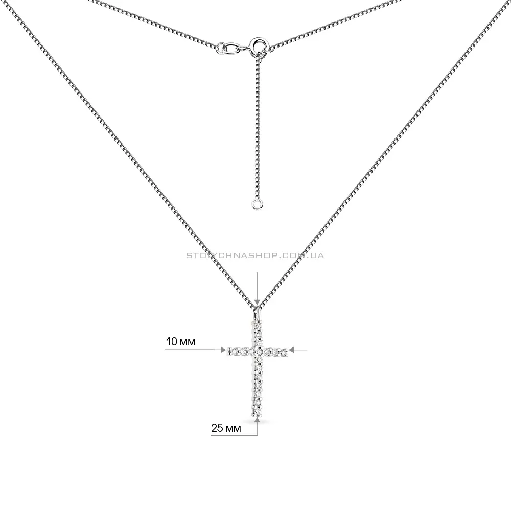 Кольє з білого золота Хрестик з діамантами  (арт. Ц011276040б/2) - 3 - цена