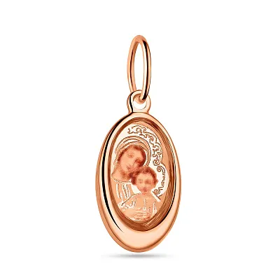 Ладанка з червоного золота «Божа Матір з немовлям» (арт. 404300)