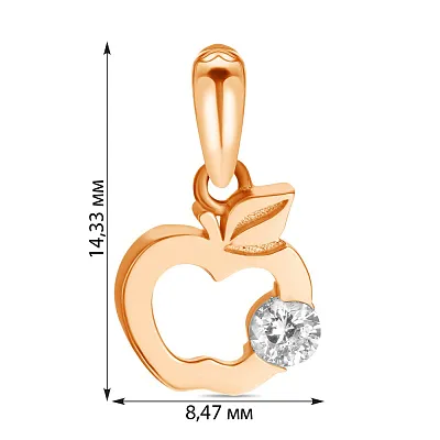 Золота підвіска «Яблуко» з фіанітом (арт. 424122)