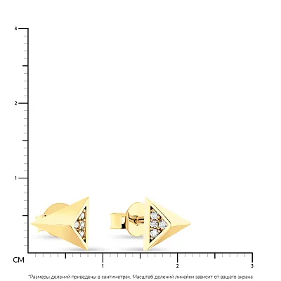 Сережки-пусети з жовтого золота з фіанітами (арт. 107852ж)