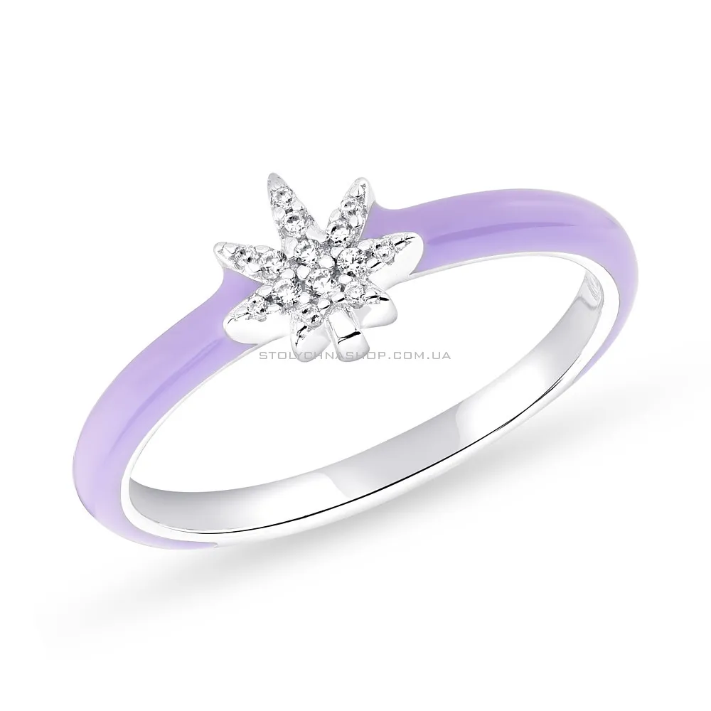 Серебряное кольцо с фиолетовой эмалью  (арт. 7501/5599еф)