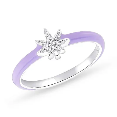 Серебряное кольцо с фиолетовой эмалью  (арт. 7501/5599еф)