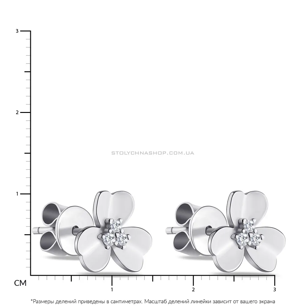 Срібні пусети "Квіти" з фіанітами (арт. 7518/5929) - 2 - цена