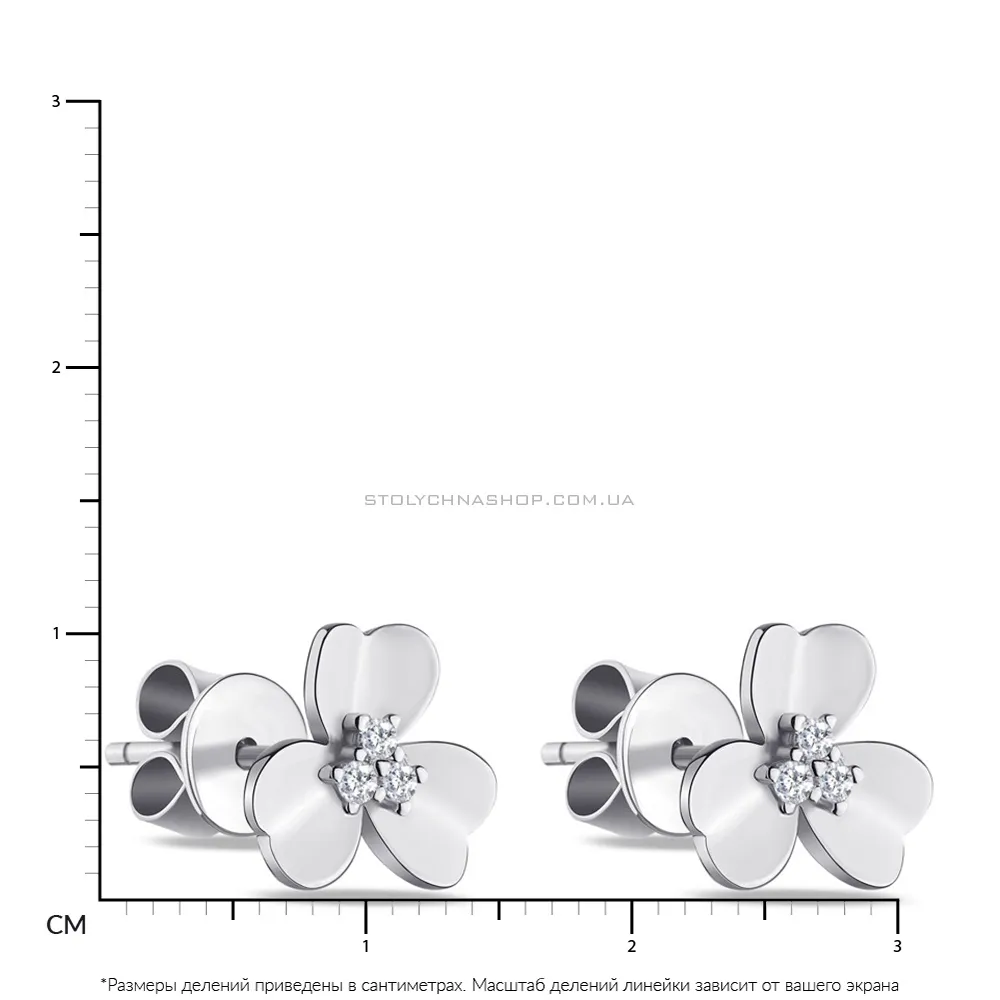Серебряные пусеты "Цветы" с фианитами (арт. 7518/5929) - 2 - цена