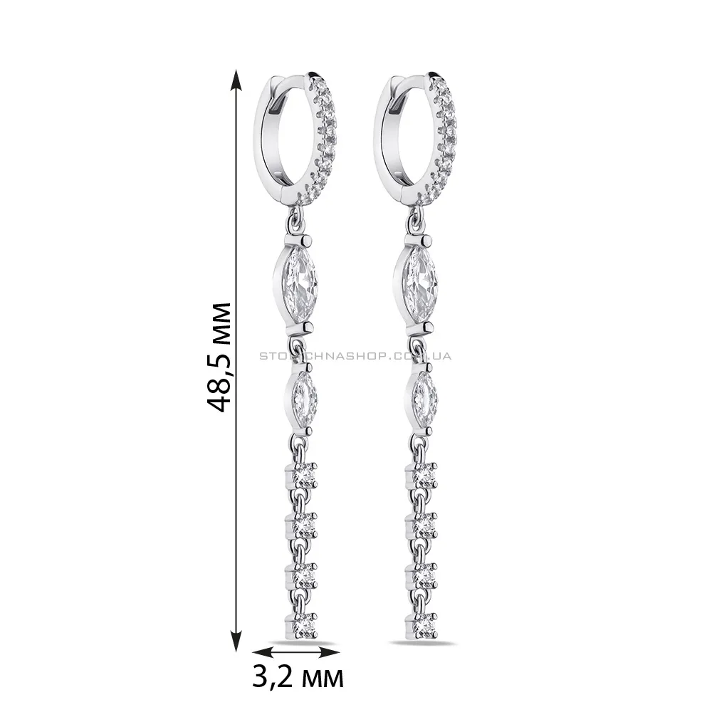 Срібні сережки-кільця з фіанітами (арт. 7502/9185/10) - 2 - цена