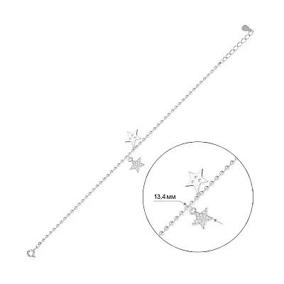 Срібний браслет «Зірки» з фіанітами (арт. 7509/2189)