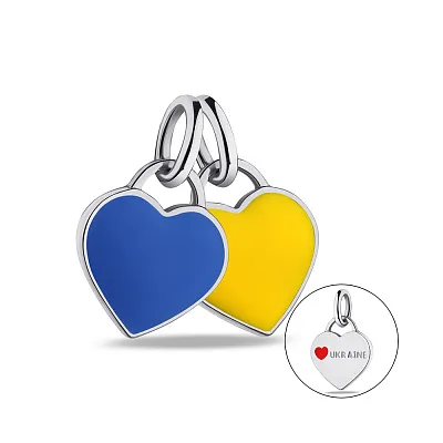 Подвійний срібний підвіс Прапор України (арт. 7503/0927/2есжпю)