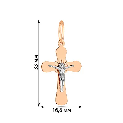Хрестик з червоного і білого золота  (арт. 514502)