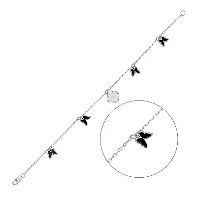 Золотий браслет «Метелики» з емаллю (арт. 324439бе)
