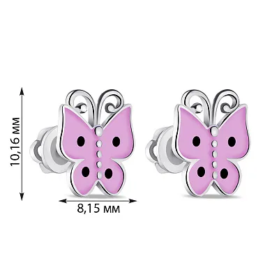 Дитячі срібні сережки-пусети з емаллю (арт. 7518/1073версю)