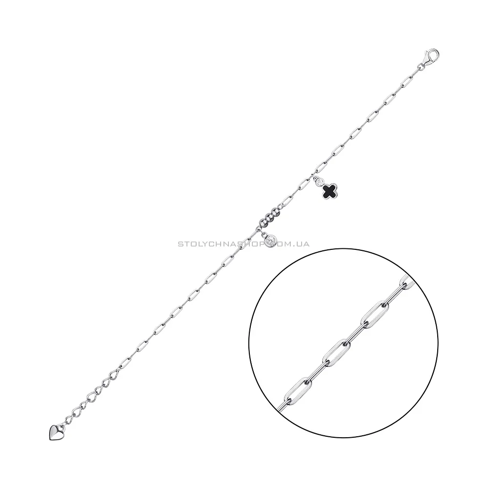 Срібний браслет з емаллю та фіанітами (арт. 7509/4059еч) - цена