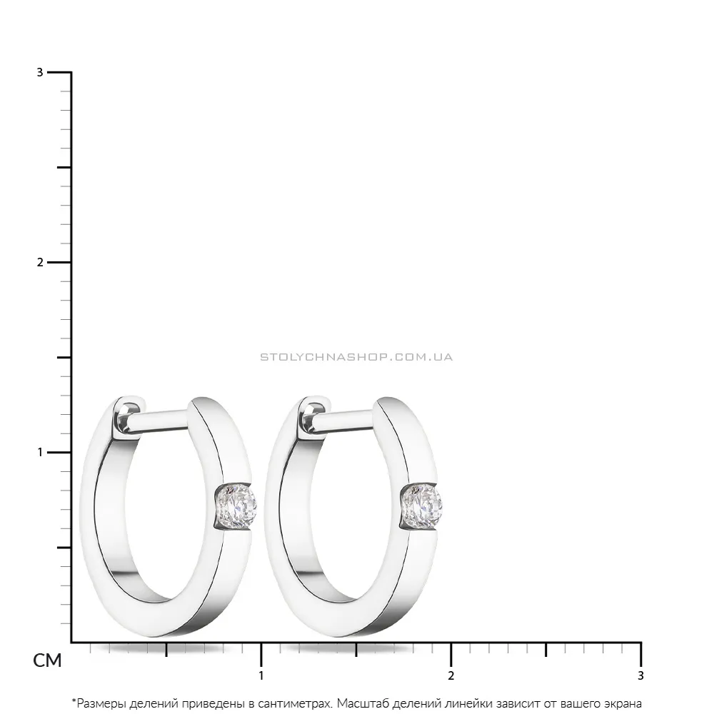 Серьги-кольца из серебра с фианитами  (арт. 7502/4782/15) - 2 - цена