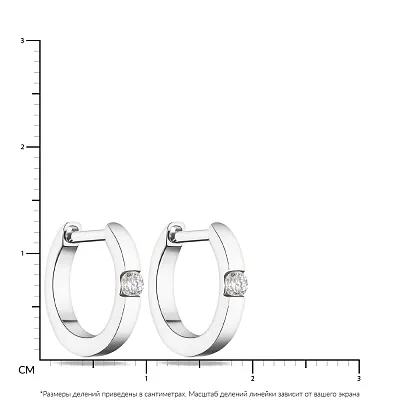 Сережки-кільця зі срібла з фіанітами  (арт. 7502/4782/15)