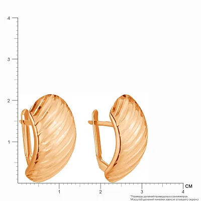 Сережки з гравіюванням з червоного золота (арт. 102101)