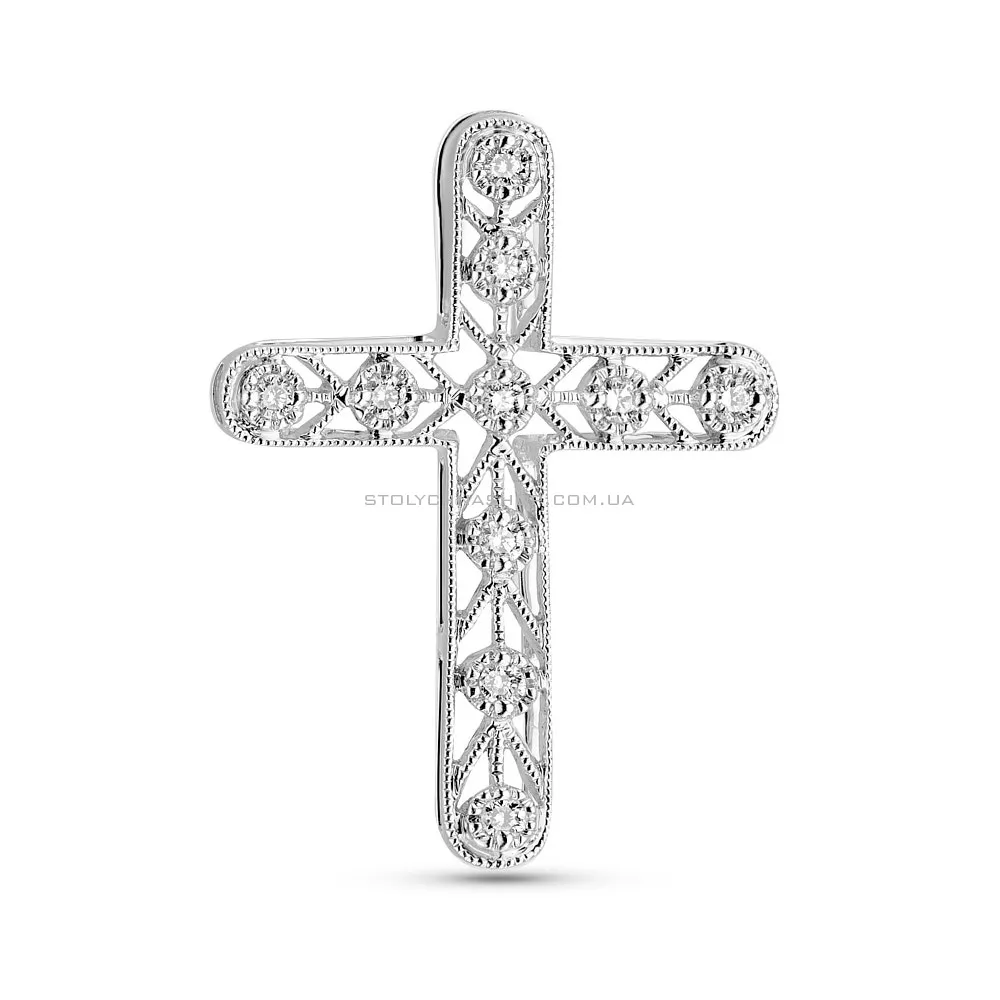 Золотой крестик с бриллиантами (арт. П341668010б) - цена