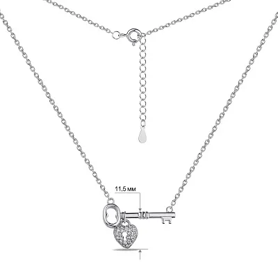 Серебряное колье Ключ от сердца с фианитами (арт. 7507/1892)