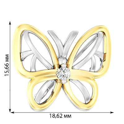 Золота брошка «Метелик» з фіанітом (арт. 360089бж)