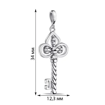 Срібний кулон Ключ з фіанітами (арт. 7503/П2Ф/1077)